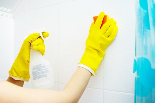 Professional cleaner in Chiswick cleaning an office space