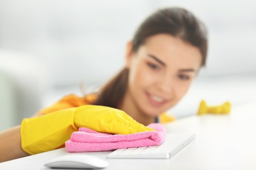 Cleaner handling carpet cleaning products with care
