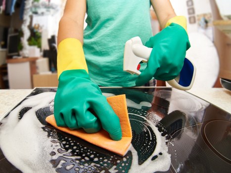 Completed carpet cleaning setup with cleaning tools and equipment